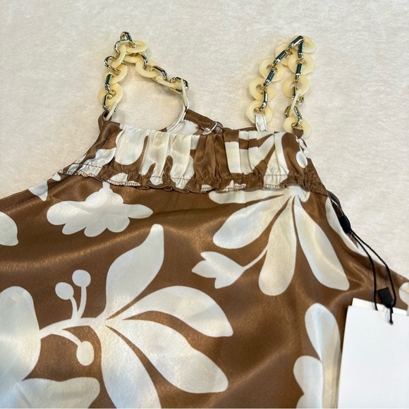 NWT Zara Satin Effect Wide Leg Chain Strap Jumpsuit - Picture 4 of 11